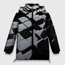 Куртка зимняя женская Карбоновые грани черные, цвет: 3D-красный