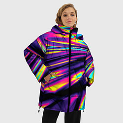 Куртка зимняя женская Неоновые разводы цветных красок, цвет: 3D-светло-серый — фото 2