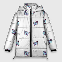 Куртка зимняя женская Бумажные самолетики, цвет: 3D-светло-серый