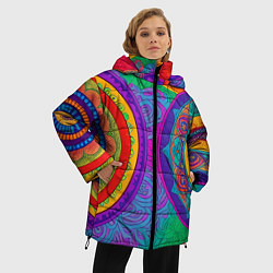 Куртка зимняя женская Красочные этнические орнаменты, цвет: 3D-красный — фото 2