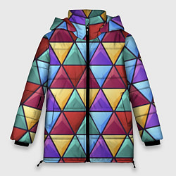 Куртка зимняя женская Геометрический красочный паттерн, цвет: 3D-черный