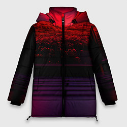 Куртка зимняя женская Пурпурный закат-арт, цвет: 3D-красный
