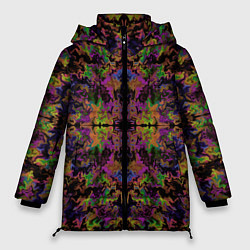Куртка зимняя женская Цветная психоделика, цвет: 3D-черный