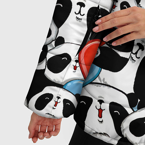 Женская зимняя куртка Панды с сердечками / 3D-Светло-серый – фото 5