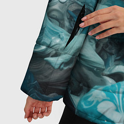 Куртка зимняя женская Абстрактные голубые брызги краски, цвет: 3D-черный — фото 2
