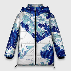Куртка зимняя женская Японская графика - волна - паттерн, цвет: 3D-светло-серый