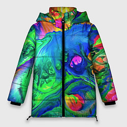 Куртка зимняя женская Яркие всплески краски - импрессионизм, цвет: 3D-светло-серый
