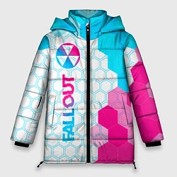 Куртка зимняя женская Fallout neon gradient style: по-вертикали, цвет: 3D-черный