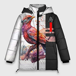 Куртка зимняя женская Птичка на ветке, цвет: 3D-красный