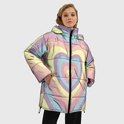 Куртка зимняя женская Сердца пастельные оттенки, цвет: 3D-черный — фото 2