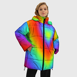 Куртка зимняя женская Сердце - радужный градиент, цвет: 3D-черный — фото 2
