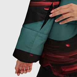 Куртка зимняя женская Красные и бирюзовые объекты, цвет: 3D-черный — фото 2