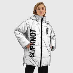 Куртка зимняя женская Slipknot glitch на светлом фоне: надпись, символ, цвет: 3D-черный — фото 2