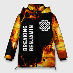 Куртка зимняя женская Breaking Benjamin и пылающий огонь, цвет: 3D-черный