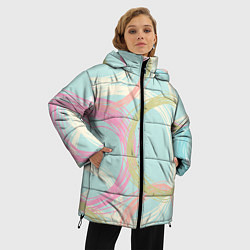 Куртка зимняя женская Текстура из светлых колец, цвет: 3D-красный — фото 2
