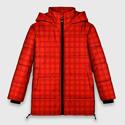 Куртка зимняя женская Оранжево-красный клетчатый узор, цвет: 3D-черный