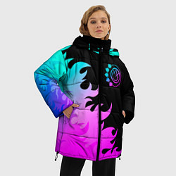 Куртка зимняя женская Blink 182 неоновый огонь, цвет: 3D-черный — фото 2