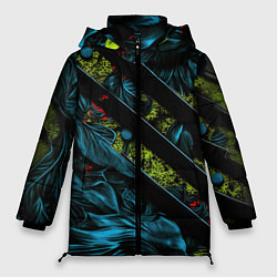 Куртка зимняя женская Зеленая объемная абстракция, цвет: 3D-черный