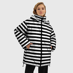 Куртка зимняя женская Тельняшка черная Подводного флота ВМФ, цвет: 3D-светло-серый — фото 2