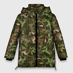 Куртка зимняя женская Олени и дубовые листья - камуфляж, цвет: 3D-светло-серый