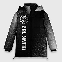 Куртка зимняя женская Blink 182 glitch на темном фоне: по-вертикали, цвет: 3D-черный