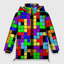 Куртка зимняя женская Тетрис цветные блоки, цвет: 3D-светло-серый