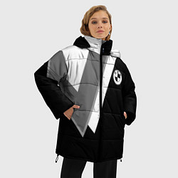 Куртка зимняя женская Бмв - классический черный, цвет: 3D-светло-серый — фото 2