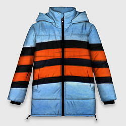 Куртка зимняя женская Георгиевская лента на голубом фоне, цвет: 3D-черный