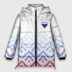 Куртка зимняя женская Сердечко россии - треугольники, цвет: 3D-светло-серый