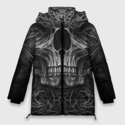 Куртка зимняя женская Череп в стиле Гигера, цвет: 3D-черный
