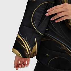 Куртка зимняя женская Золотой орнамент на черном, цвет: 3D-красный — фото 2