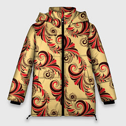 Куртка зимняя женская Винтажный растительный орнамент, цвет: 3D-светло-серый