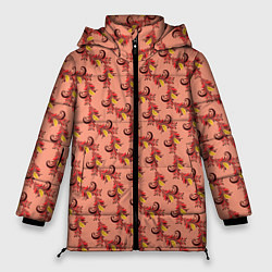 Куртка зимняя женская Декоративный растительный орнамент, цвет: 3D-светло-серый