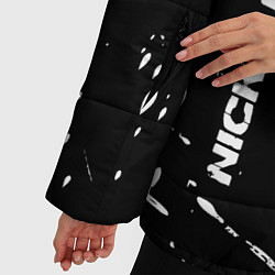 Куртка зимняя женская Nickelback и рок символ на темном фоне, цвет: 3D-черный — фото 2