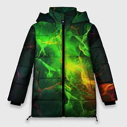 Куртка зимняя женская Зеленое свечение молния, цвет: 3D-черный