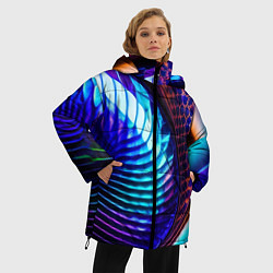 Куртка зимняя женская Неоновый водоворот, цвет: 3D-черный — фото 2
