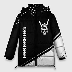Куртка зимняя женская Foo Fighters и рок символ на темном фоне, цвет: 3D-черный