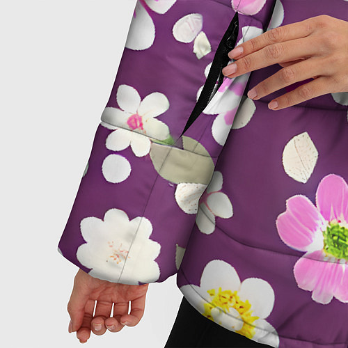 Женская зимняя куртка Цветы сакуры / 3D-Светло-серый – фото 5