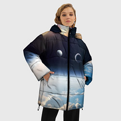 Куртка зимняя женская Космос и планета Сатурн, цвет: 3D-светло-серый — фото 2