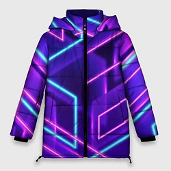 Куртка зимняя женская Светящиеся разноцветные полосы, цвет: 3D-черный