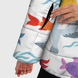 Куртка зимняя женская Рыбы и чайки, цвет: 3D-черный — фото 2