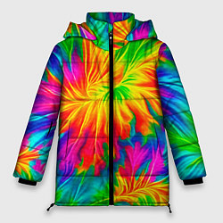 Куртка зимняя женская Тай-дай кислотные краски, цвет: 3D-черный