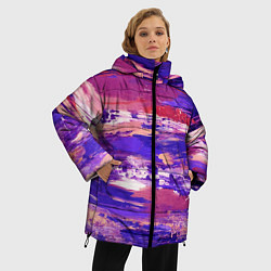 Куртка зимняя женская Масляные краски сине-розовый, цвет: 3D-черный — фото 2