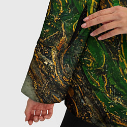Куртка зимняя женская Текстура зелёного мрамора с золотыми прожилками, цвет: 3D-светло-серый — фото 2