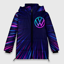 Куртка зимняя женская Volkswagen neon speed lines, цвет: 3D-черный