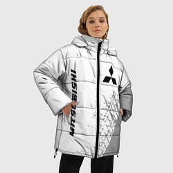 Куртка зимняя женская Mitsubishi speed на светлом фоне со следами шин: н, цвет: 3D-черный — фото 2