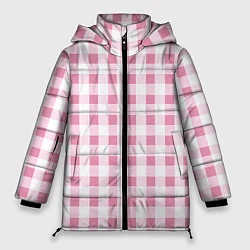 Куртка зимняя женская Барби-розовый: клетка, цвет: 3D-черный