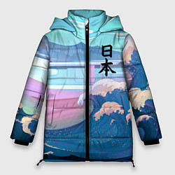 Куртка зимняя женская Japan - landscape - waves, цвет: 3D-светло-серый