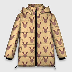 Куртка зимняя женская Паттерн милые кролики, цвет: 3D-черный