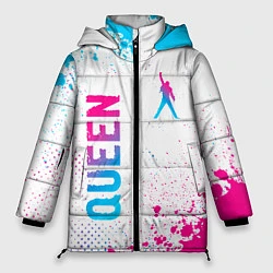 Куртка зимняя женская Queen neon gradient style: надпись, символ, цвет: 3D-черный